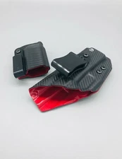 M&P Shield 9 Black Carbon Fiber & Red Kydex IWB Holster + MAG POUCH! USA Veteran