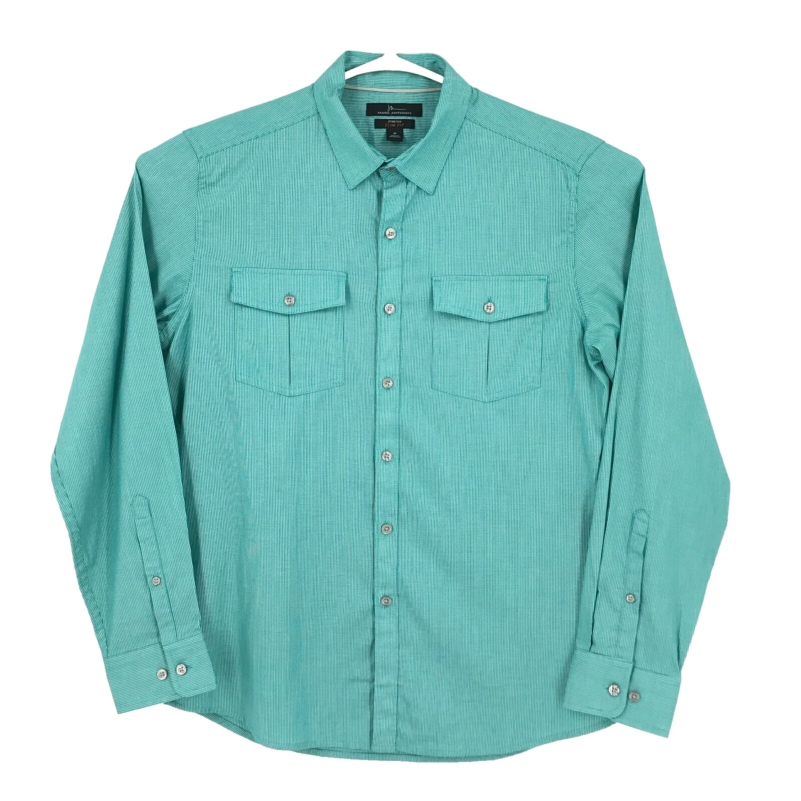 Marc Anthony男式条纹休闲纽扣衬衫