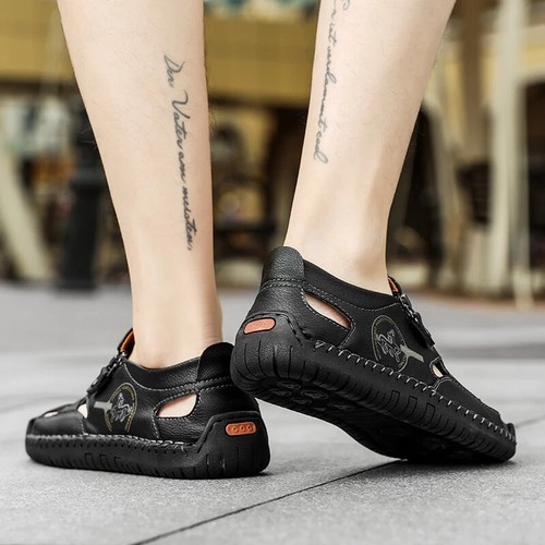 Sandali uomo estivi cavi traspiranti slip on scarpe outdoor casual spiaggia - Foto 5 di 14