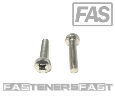 (25) M6-1.0 x30 Stainless Steel Phillips Pan Head Machine Screw DIN7985 A2 M6x30