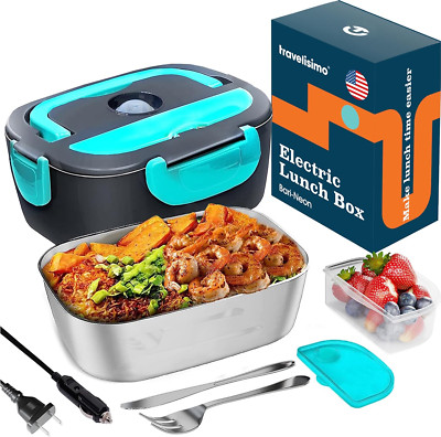 Fiambrera Eléctrica para Adultos, Fiambrera Calentada 80W Acero Inoxidable 1.5L