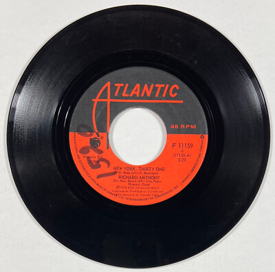 Richard Anthony: New York, Thirty One SP 45 RPM 7'' ATLANTIC F 11159 CANADA 1978