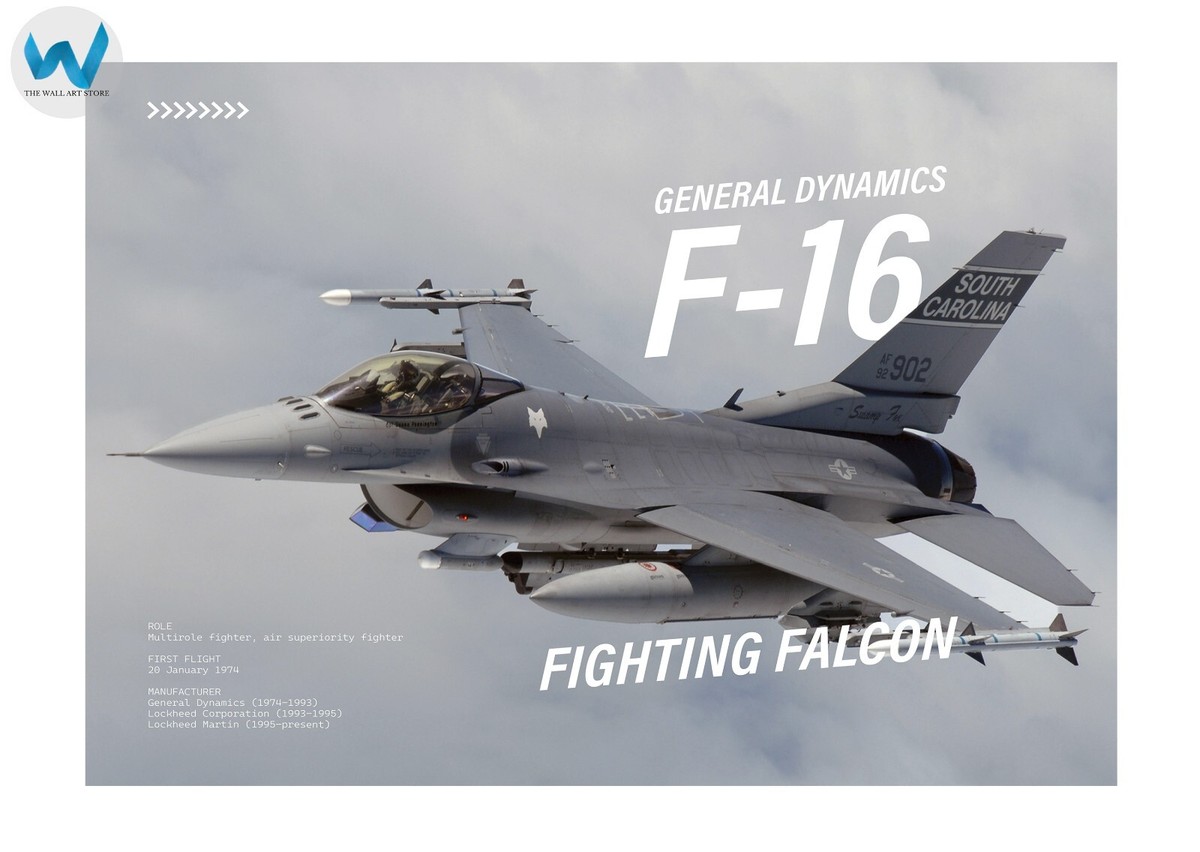 Poster Avion De Chasse F-16 Fighter - Décoration Murale - NEUF - Fabriqué En France