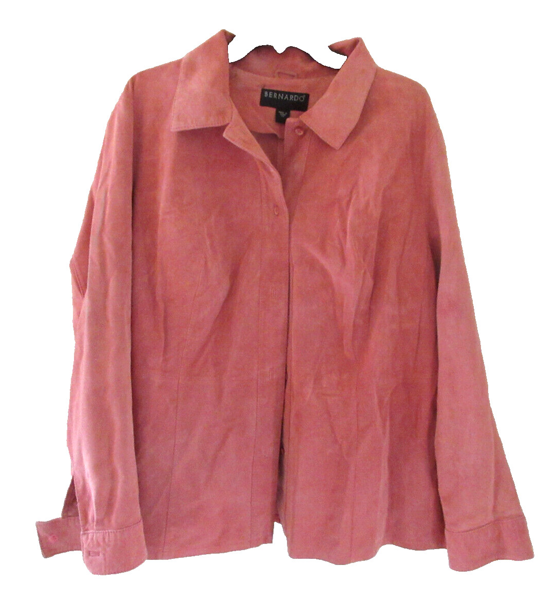 Bernado Peach Red Leather Blouse Shirt Jacket  Womens Sz: 2X Washable!