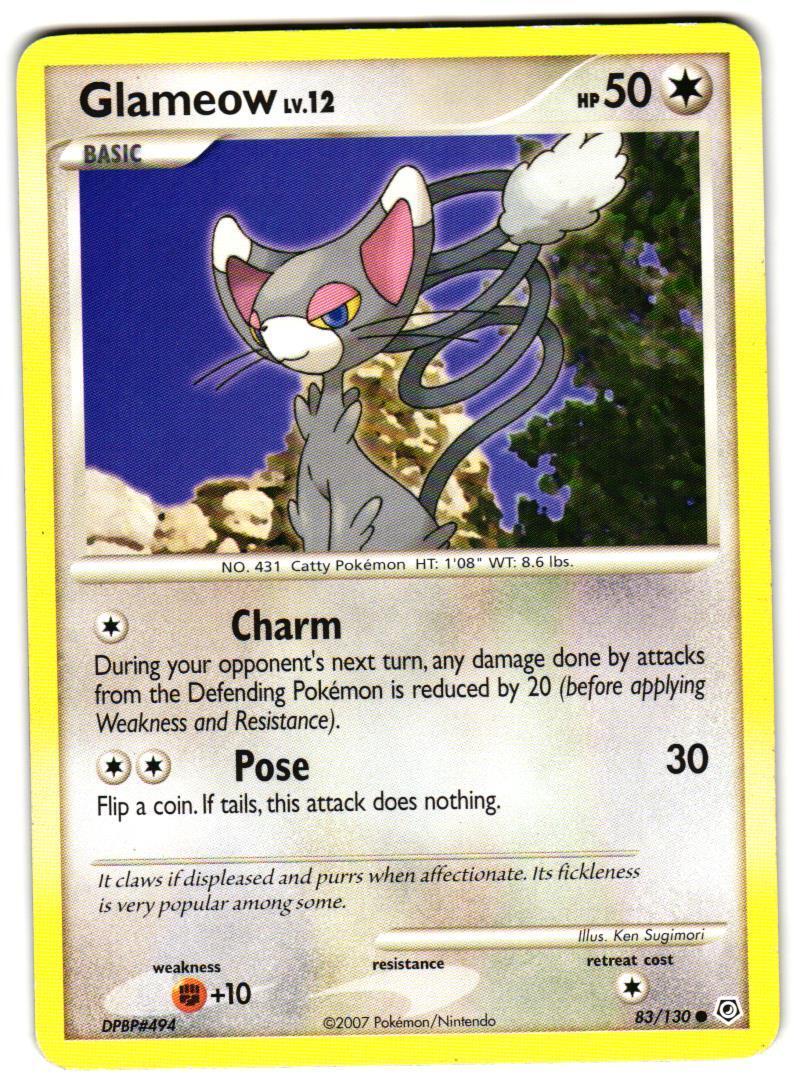 Pokemon Diamond and Pearl Glameow #83/130 LP Common