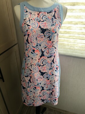 NWOT Lilly Pulitzer Angie Stretch Shift Dress High Tide Navy It s For Shore Sz 0