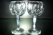Pair (Two Glasses) Waterford Lismore Balloon Wine Stems Made In Ireland