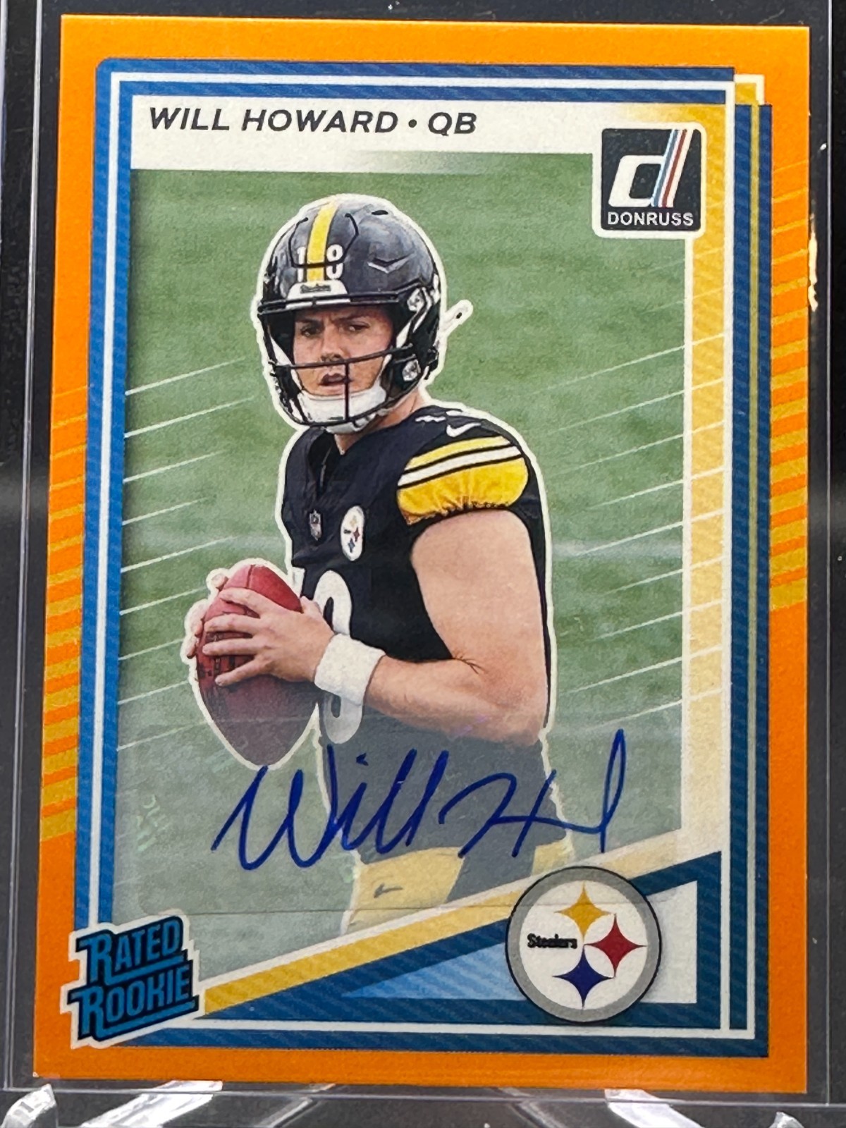 2025 Donruss Rated Rookie Will Howard Orange Autograph #309 RC Chiefs QB