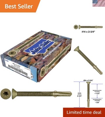 14x2-3/4'' Self-Drilling Bronze Coated Torx Screws - 170 Count for Metal & Wood