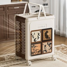 Large Capacity Foldable Laundry Basket w/ Wheels Laundry Room Storage Organiser