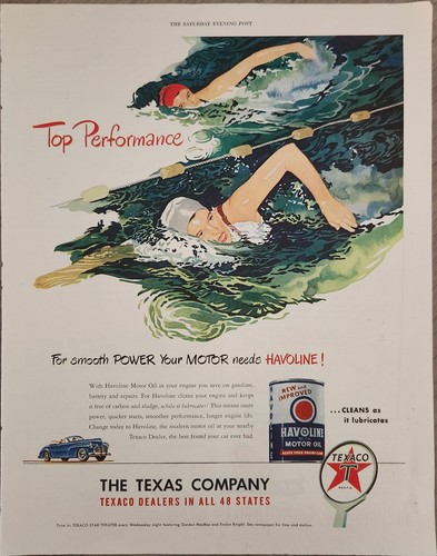 1948 The Texas Company Texaco Dealer Havoline Motor Oil Vintage Ad