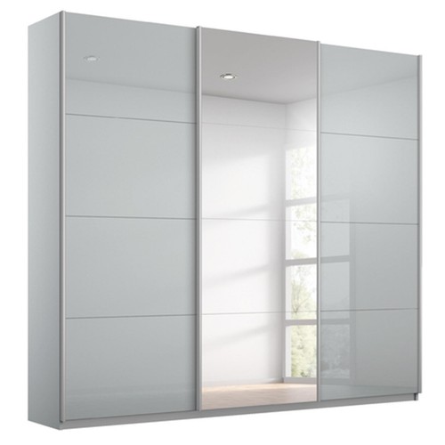 Schwebetürenschrank - seidengrau - mit Spiegel - 2 Glastüren - 203x210 cm - Bild 2 von 5
