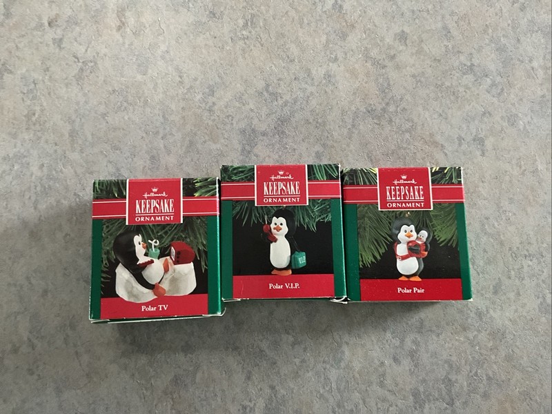 VTG Lot Of 3 Hallmark Polar Penguins Ornaments