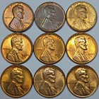 9 Lincoln Wheat Cents Uncirculated/Toned All Different Dates! (Lot#23)