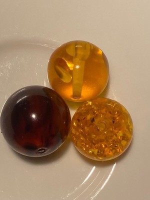 10 x Edle Bernstein Imitat Perlen Kugelform mit Loch kreative Gestaltung Schmuck