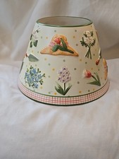 Yankee Candle Large Ceramic Jar Shade raised Spring Garden Tools and Flowers