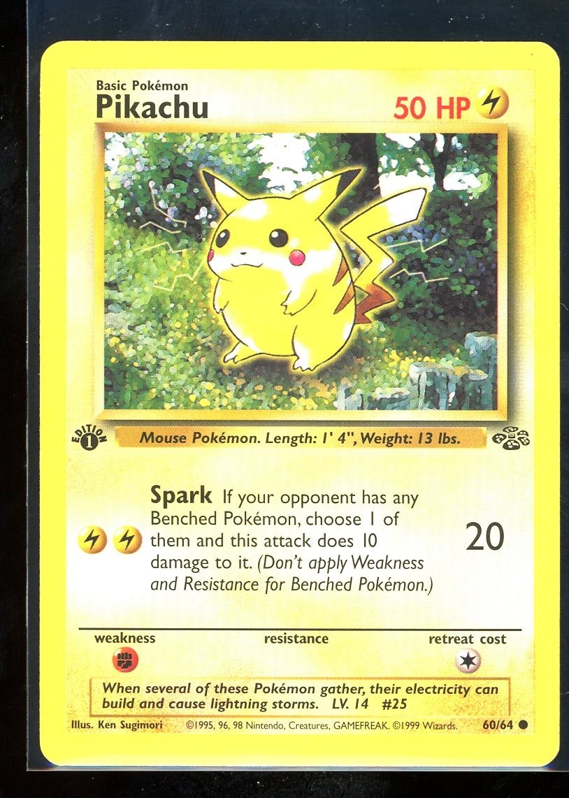 1999 Pokémon Pikachu #60 1st Edition Jungle Near Mint
