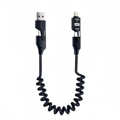 4 in 1 65W Spring 6A USB Type C Spring Telescopic Quick Charger Wire Spring USB 