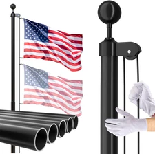 Flag Pole Kit Extra Thick Heavy Duty Aluminum Flagpole Outsides 25 FT