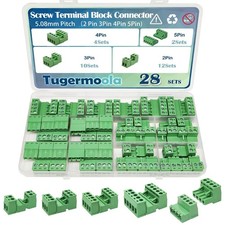 28 Sets Screw Terminal Block Connector Assortment Kit 5.08mm Pitch PCB 2Pin 3...