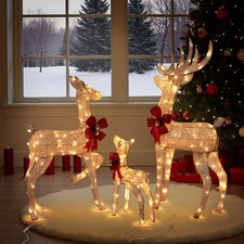 Set of 3 Christmas Lighted Reindeer Family 4 FT Decor Deer In/Outdoor Lawn Decor