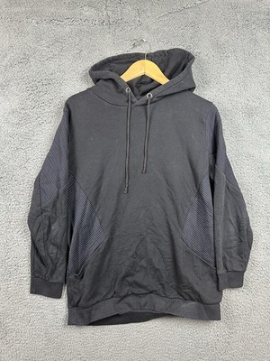 All Saints Vala Hoodie Black Ribbed Moto Panel Sweatshirt WM086E Womens Medium