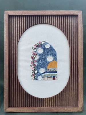 Handarbeit Stickerei Der Felsendom gerahmt Wandbild 37,5 cm x 29 cm Original