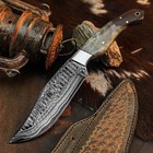 9.9" Damascus  Hunting Knife Full Tang Wood Handle Fix Blade Resin Handle+Sheath — photo 1