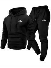 Men's Autumn Winter Pattern Casual Two-Piece Set Hooded Sweatshirt and Pants Set