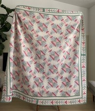 Vintage Pastel Patchwork Quilt 80x84 Cottage Floral