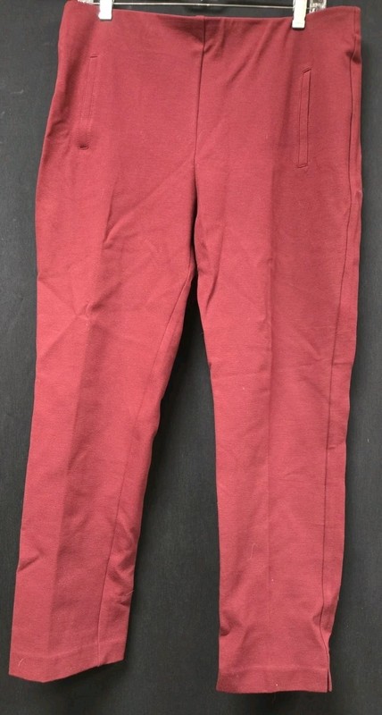 Chicos Crop Ankle Pants Size 2 Large Maroon Burgundy Stretch Pull On