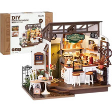 Wooden 3D Puzzle Flavory Caf DIY Miniature House Mini Dollhouse Building Kit