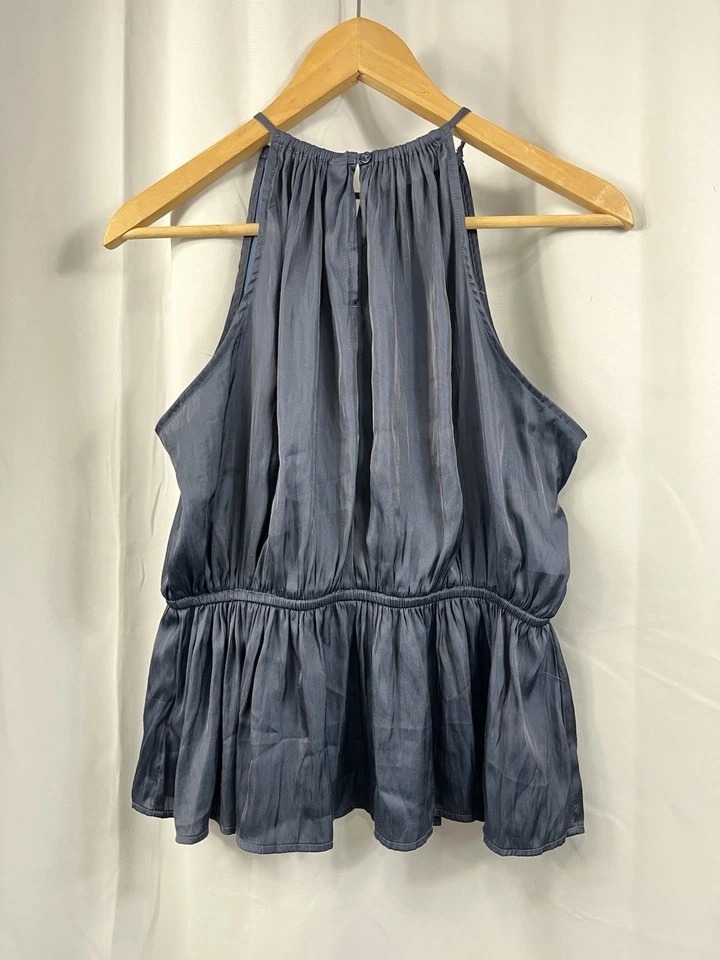 Old Navy Sleeveless Top Americana Woven Tank Petite L Dusty Indigo - Image 3 of 4