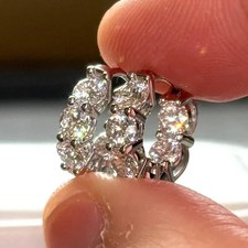 2Ct Round Cut White Moissanite Women's Hoop Earrings 14k White Gold Plated