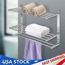 3-Tire Towel Rack Bathroom Hotel Holder Stainless Steel Wall Mount Storage Shelf