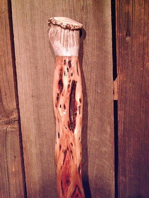 diamond willow walking cane RED STAG ANTLER knob handle custom made in the USA