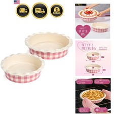 Ceramic Pie Dish Set, 7-Inch and 9-Inch Stoneware Baking Dishes with Fluted R...