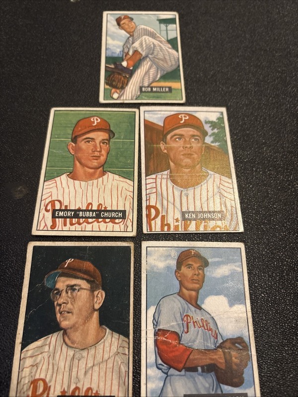 1951 BOWMAN~LOT OF 5 PHILLIES LOT~#294~#293~#220~#149~#27~FREE SHIPPING