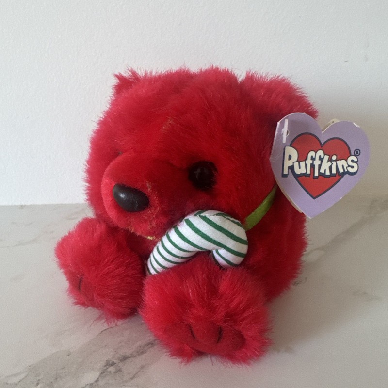 Swibco 1994 Puffkins ~ Jangles the Christmas Bear Plush with Tag - limited ed