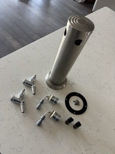 KOMOS 2 Tap Draft Beer Tower & Intertap Stainless Faucets Duotight Shanks