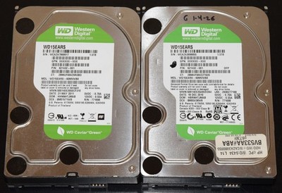 Lot 2 Western Digital WD15EARS 1.5TB 3.5'' Desktop SATA Hard Drive Tested