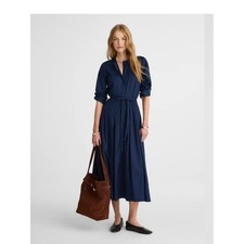 Madewell NWT tie waist midi Shirtdress in midnight navy women's size 2