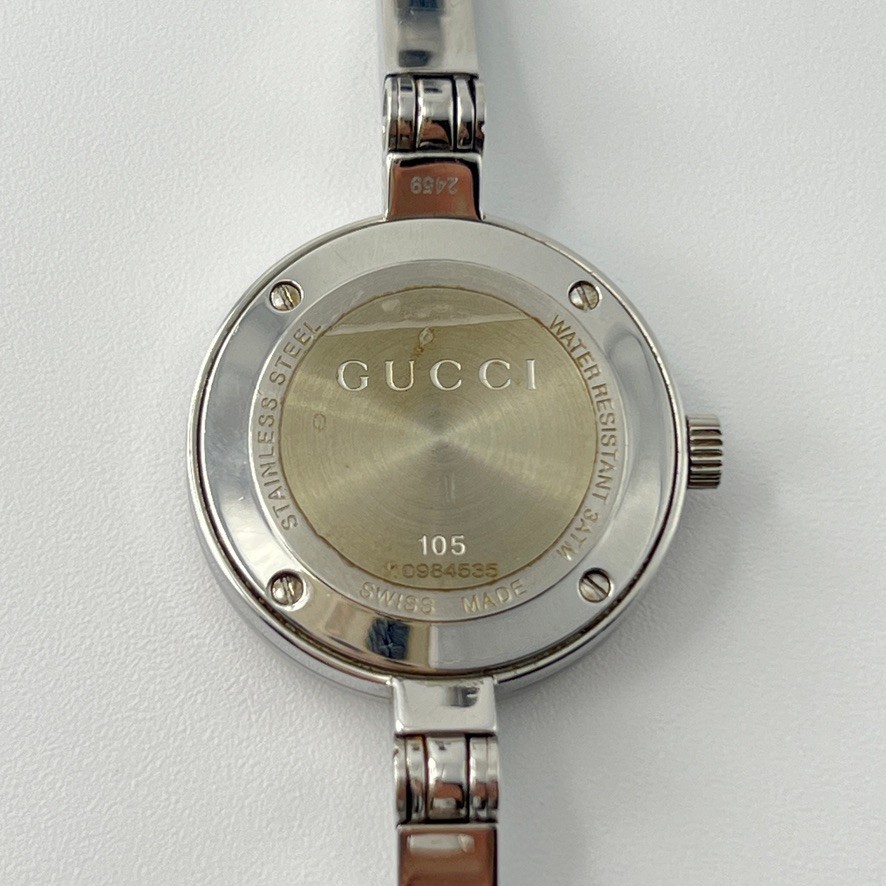Excellent+++++] Gucci 105 Stainless Steel Ladies Watch Black 