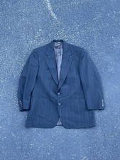 Vintage 80s Palm Beach Pinstripe Blazer Jacket Blue Pinstriped Wool Sport Coat