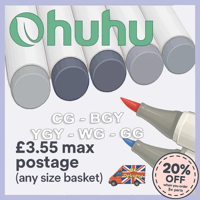 Ohuhu Honolulu B Markers - CG - BGY - YGY - WG - GG (Individual, Brush & Fine)