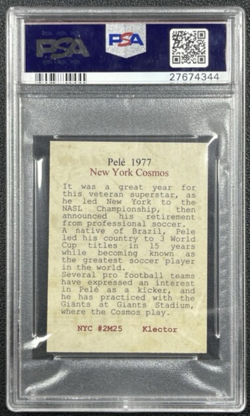 1981-94 Klector's Cab Cards Pele PSA 7.5 view 2