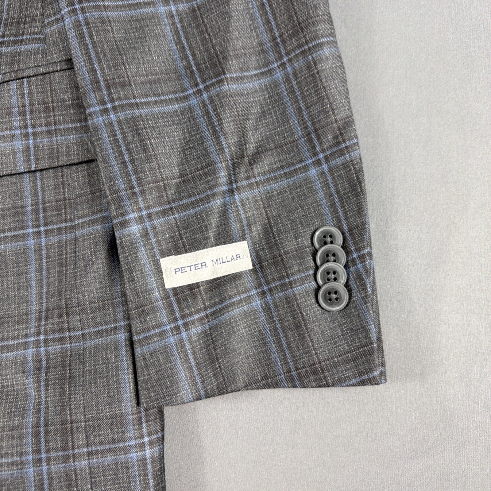 Peter Millar Sport Coat Flynn Checks 38R Charcoal Wool NWT MSRP $795 2