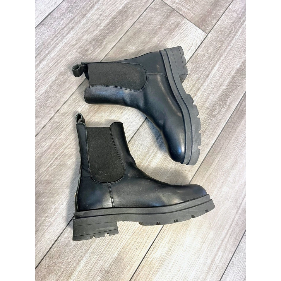 Anine Bing Justine Boots in Black Size 40 Leather Pull-On Round Toe Rubber Sole - image 4 of 4