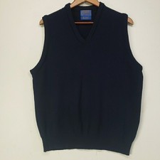 Pendleton Vest Mens Large L Navy Blue 100 Lambswool V-Neck Sweater Knit USA