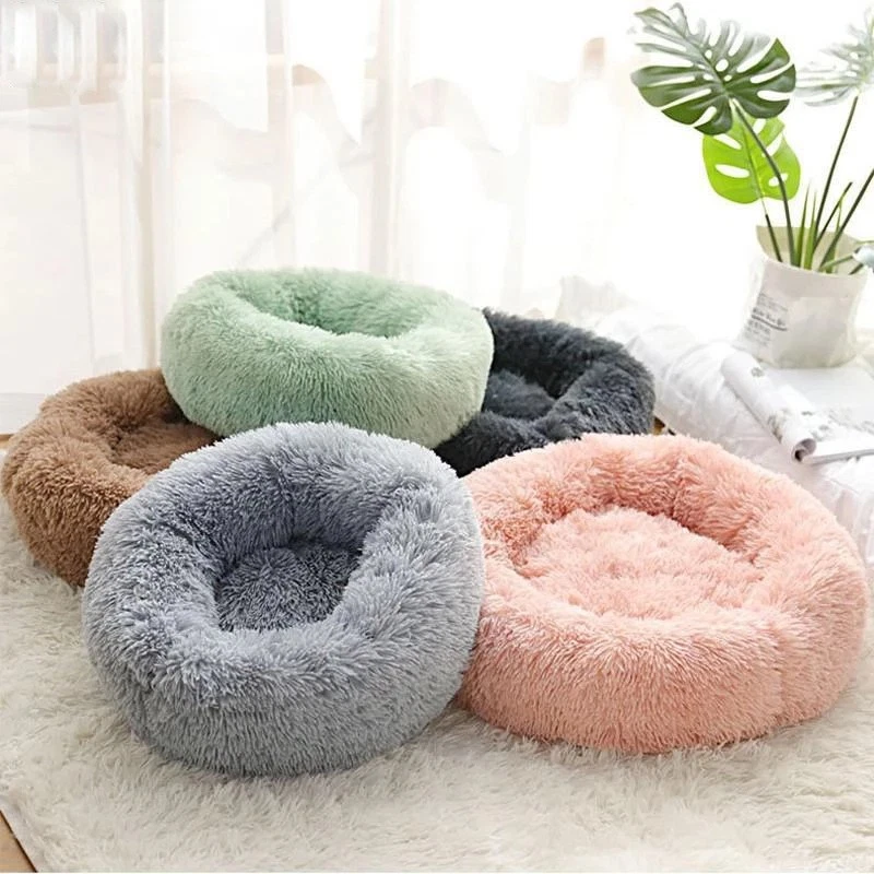 Sctrading888 50cm Round Soft Plush Cat Bed Dog Cushion Comfortable Warm ​​Pet​​